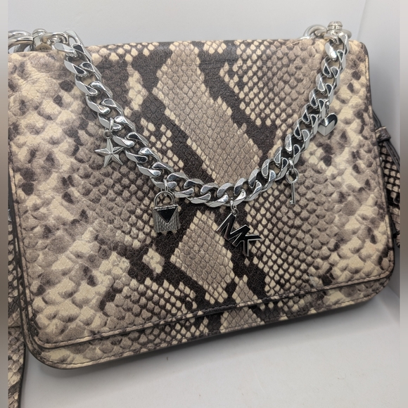 Michael Kors Handbags - Michael Kors Python Crossbody Bag With Chain Derail